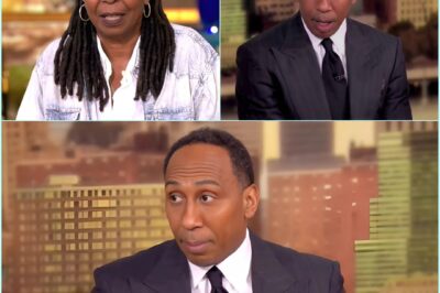 Viewers were left stunned when Stephen A. Smith abruptly interrupted Whoopi Goldberg during a live broadcast, firmly insisting, “Let me finish!” The tense exchange created an awkward silence that hung over the studio, leaving both the audience and co-hosts in shock. As clips of the moment spread rapidly online, social media exploded with reactions, fueling debate about live TV etiquette and on-air dynamics.